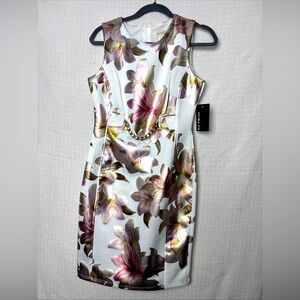 Enfocus Studio Cream Pink Halter‎ Sheath Midi